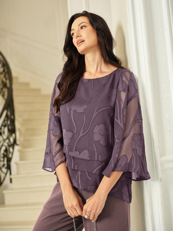 Chiffon Bloemenlaagjes Blouse