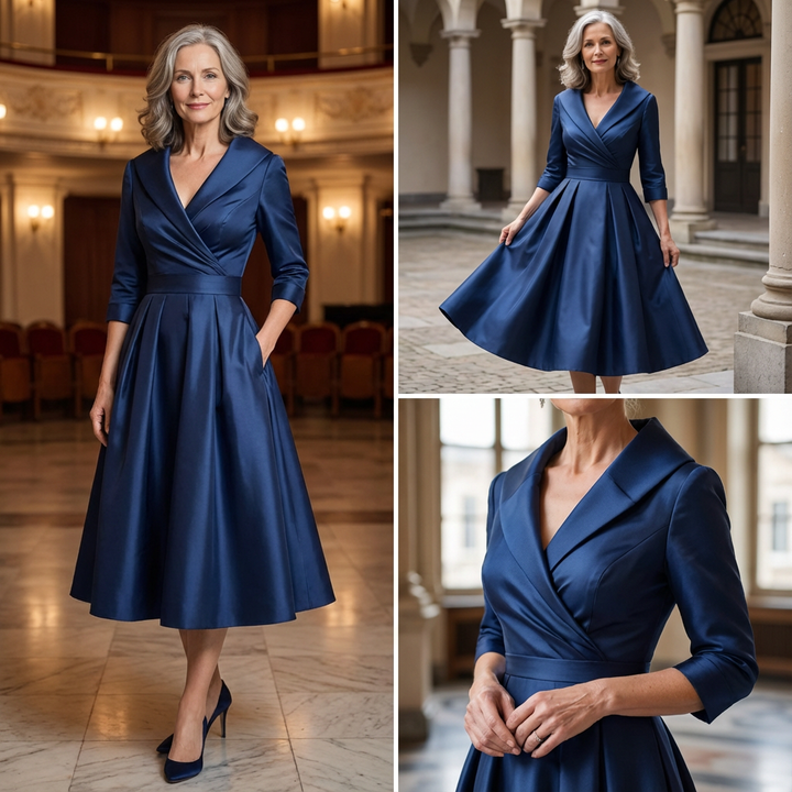 Anna - Elegant Shimmer Midi Dress