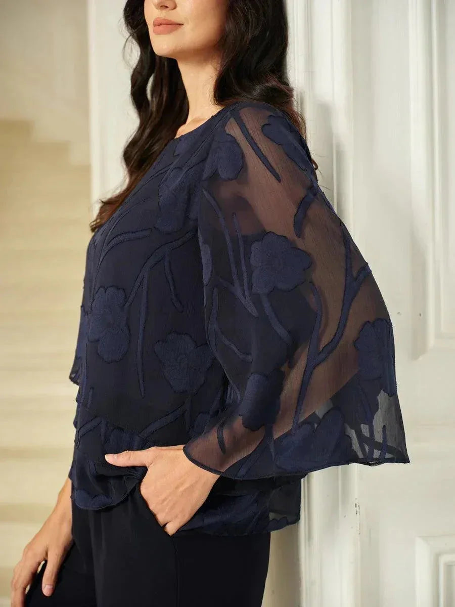 Chiffon Bloemenlaagjes Blouse