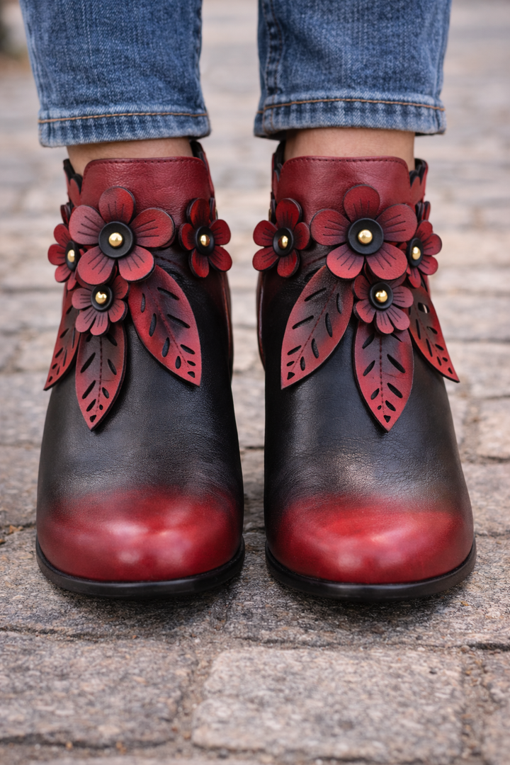 Blooming Elegance Floral Ankle Boots