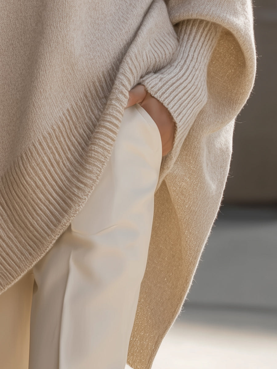 Mia - Oversized Knit Poncho Sweater