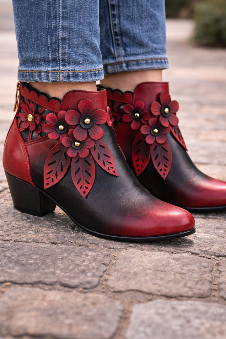 Blooming Elegance Floral Ankle Boots