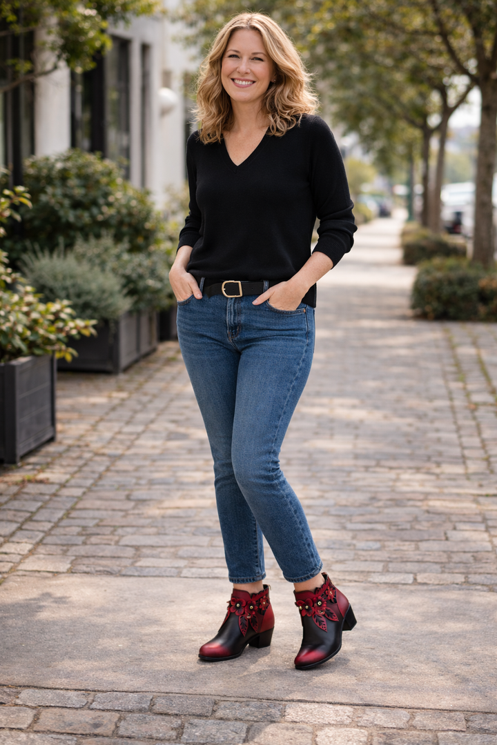 Blooming Elegance Floral Ankle Boots