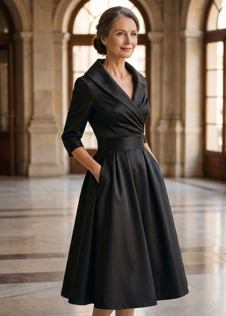 Anna - Elegant Shimmer Midi Dress