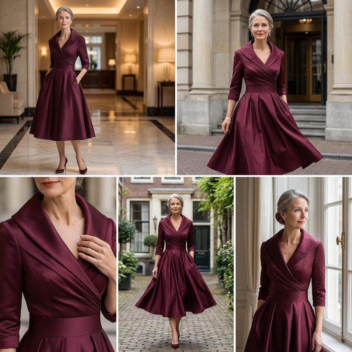 Anna - Elegant Shimmer Midi Dress